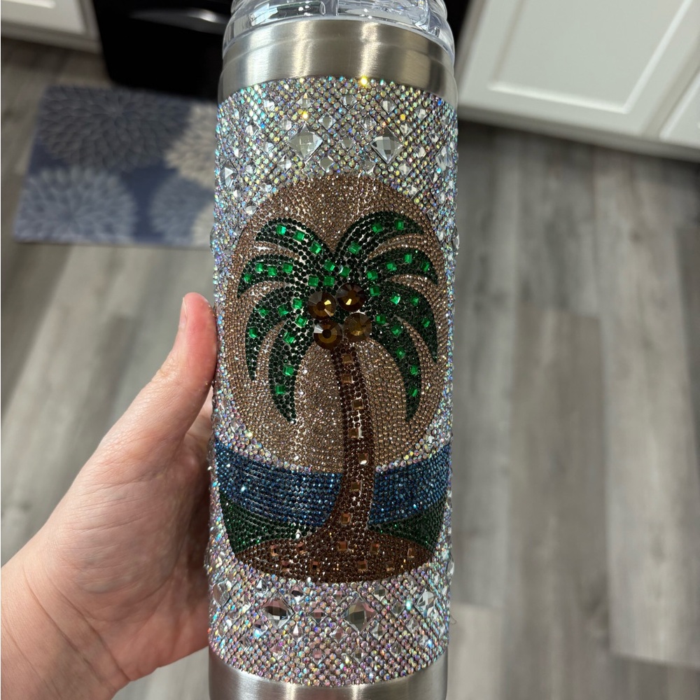 Royal Ice by Jacqueline Kent Limited Edition Rhinestone Palm Tree Tumbler